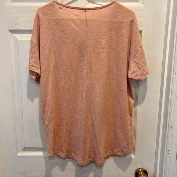 Knox Rose Women Size Medium  V-Neck Shirt Peach Cotton Modal Beachy - Picture 5 of 5